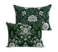 Housse de Coussin 40x70cm Vert Exterieur Résistant à l'eau Lot de 2 en Lin Canapé Taie d'oreiller Décoratif Taie pour Voiture Salon Chambre Jardin Maison Hiver Printemps Décor Cadeaux Damas Y-P272