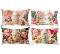 Housse de Coussin 40x80 Taie d'oreiller Décorative Modernes Café gastronomique Coussins Carré en Exterieur Impermeable Velours Protecteurs de Coussin pour Jardin Salon Chambre Décor Lot de 4 q-570