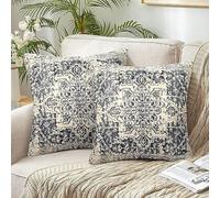 Housse de Coussin 45 x 45 Coussin Decoratif Turc imprimé Motif Lin Housse Coussin Impression Recto Verso Taie d'oreiller d'Afrique Ethnique Motif Rétro Décoratif pour Canapé Chaise Maison Lot de 2