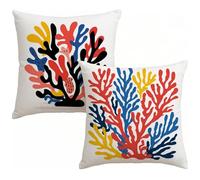 Housse de Coussin 45 x 45 Lot de 2 Couleur Housse Coussin Exterieur Impermeable pour Salon de Jardin, Corail Velour Taie Oreiller avec Fermeture éclair Dissimulée pour Canapé Salon Jardin Cadeau S-6