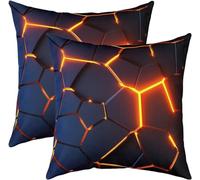 Housse de Coussin 45x45 cm Géométrie Lot de 2 Housse Coussin Bleu 3D Taie d'oreiller Décoratif pour Chambre, Canapé, Chaise, Lit, Taie Oreiller Doux Lavable A1481