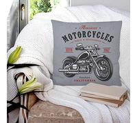 Housse de Coussin 45x45 cm,Retro Motorcycle Race Classic Fast On Vintage Badge 66 Moto Bike Garage Biker Black Freedom Cho,Polyester Taie d'oreiller de pour Maison Salon Chambre Décoration D'intérieur