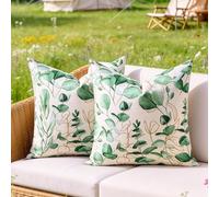 Housse de Coussin 45x45 Coussin Decoratif Canape Feuilles Vertes D'eucalyptus Moderne Taie d'oreiller Boheme Exterieur Aesthetic Moderne Plante Décoratif Taie d'oreiller pour Canapé Maison Jardin