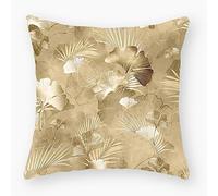 Housse de Coussin 45x45 Feuille De Ginkgo Doré Housse Coussin 45x45 Coton et Lin Coussin 45x45 avec Fermeture Eclair Cachée Housse Coussin Canapé Mou Forte Respirabilité Coussin Canape 1 Pieces