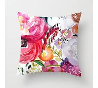 Housse de Coussin 45x45 Fleurs Rouges Protège Oreiller Coton et Lin Taie d'oreiller avec Fermeture Eclair Cachée Taie d'oreiller Respirabilité Housse Coussin Canapé Coussins Décoratifs Lot de 1