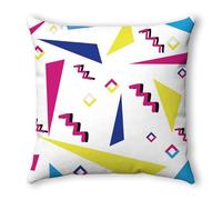 Housse de Coussin 45x45 Géométrie Rouge Jaune Housse Coussin Exterieur Intérieur Decoratif Maison pour Canape Chambre Jardin Terrasse Voiture Taie Oreiller