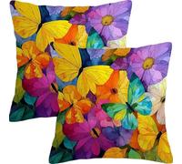 Housse de Coussin 45x45cm Coussin Canape Papillon RêVe Lot de 2 Velours Décoratif Taie d'oreiller Moderne Decoration Carré Housse Coussins, pour Canapé Lit et Salon Décoration Oreiller L4JT-303