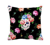 Housse De Coussin 45X45cm, Crâne De Frida Coloré Et Motif Rose Fleur Rose Kahlo Durable Throw Housse De Coussin Coloré Taie d'oreiller pour Canapé Lit Jardin