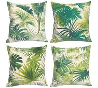 Housse de Coussin 45x45cm Lot de 4 Feuilles Vertes Housses de Coussin Moderne Carré Doux Décorative Coussins Taie d'oreiller Décoratif Canapé pour Chambre, Canapé, Chaise, Lit, Exterieur Jardin WT-138