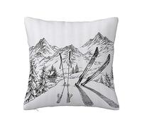 Housse de Coussin 45x45cm Taies d'oreiller Décoratif,Vacances d'hiver Station de Ski Neige Montagne Noël,Canapé Taie d'oreiller Decoration Maison Salon pour Canapé Chaise