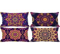 Housse de Coussin 50 x 70 Lot de 4 Violet Coussin Exterieur Doux Taie d'oreiller Fleur Motif Rectangulaire Cushion Covers Canape Decoration Salon Maison Eté Automne Exterieur Jardin Terrasse 8c-17Y