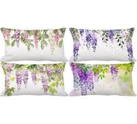 Housse de Coussin 50 x 80 Lot de 4 Violet Coussin Exterieur Impermeable Lin Taie d'oreiller Lavande Motif Rectangulaire Cushion Covers Canape Decoration Salon Maison Exterieur Jardin Terrasse 4g-20L