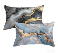 Housse de Coussin 50 x 90 cm Lot de 2, Gris Exterieur Impermeable Housse Coussin, Lin Taie Oreiller Rectangulaire, Abstrait Impression Recto Verso Decoratif Taie D'oreiller pour Canapé Jardin T0-524