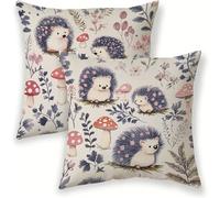 Housse de Coussin 50x50 cm Animal Velours Coussin Decoratif Canape Hérisson Taies d'oreillers Lot de 2, avec Fermeture Eclair Dissimulée pour Interieur Canapé et Salon de Jardin Exterieur lj-377