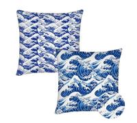 Housse de Coussin 50x50 cm Housse Coussin Japon Set de 2 Océan Decoration Maison Exterieur Impermeable Taie Oreiller, Lin Taie D'Oreiller Double Face À Motif Pour Maison Chambre Décoration qq-686