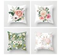 Housse de Coussin 50x50 Doré Vert Rose Taie Oreiller Coton Lin Taie D'oreiller avec Fermeture Eclair Cachée Durable Housse Coussin 50x50 Respirabilité Protège Oreiller Coussins Décoratifs 4 Pcs