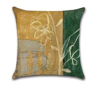 Housse de Coussin 50x50 Fleurs Jaunes Vintage Taie Oreiller Canape Salon Lin Carré Chambre Chaise Housse Coussin Exterieur Jardin Automobile Coussins Décoratifs