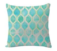 Housse de Coussin 50x50 Géométrie Bleue Vert Taie Oreiller Coton Lin Housse Coussin 50x50 avec Fermeture Eclair Cachée Durable Taie D'oreiller Respirabilité Protège Oreiller Coussins Décoratifs 1 Pcs