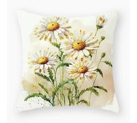 Housse de Coussin 50x50 Graffiti De Fleur Jaune Taie Oreiller Tissu de Lin Housse Coussin 50x50 Taie d'oreiller Durable Lavable Protège Oreiller Fermeture Éclair Coussins Décoratifs Lot de 1