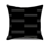 Housse de Coussin 50x50 Lignes Noires Taie Oreiller Canape Salon Lin Carré Chambre Chaise Housse Coussin Exterieur Jardin Automobile Coussins Décoratifs