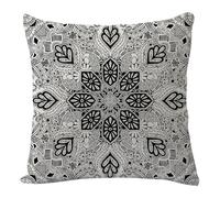 Housse de Coussin 50x50 Mandala Noir Taie Oreiller Coton Lin Housse Coussin 50x50 avec Fermeture Eclair Cachée Durable Taie D'oreiller Respirabilité Protège Oreiller Coussins Décoratifs 1 Pcs