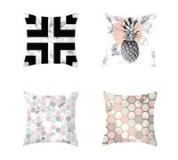 Housse de Coussin 50x50 Noir Gris Rose Taie D'oreiller Coussin Deco 4 Pcs
