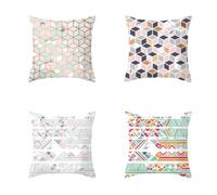 Housse de Coussin 50x50 Rose Vert Gris Taie D'oreiller Coussin Deco 4 Pcs