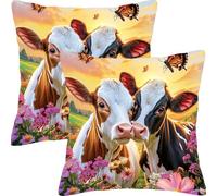Housse de Coussin 50x50cm Coussin Canape La Vache Papillon Lot de 2 Velours Décoratif Taie d'oreiller Moderne Decoration Carré Housse Coussins, pour Canapé Lit et Salon Décoration Oreiller L4JT-306
