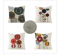 Housse de Coussin 50x50cm Lot de 4 Tournesol Housses Coussins Exterieur Double Face Impermeable lin Coussin pour Canapé Lit Salon Coussin Canape Décoratif Taie d'oreiller Tournesol 4 Pcs JX-9366