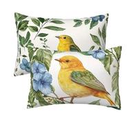 Housse de Coussin 50x80 cm, Beige Taie d'oreiller Rectangulaire en Velours, Housse Coussin Canape Decoration Lot de 2, Protege Oreiller pour Decoration Chambre Maison, Cadeau Femme, Oiseau Motif F-69