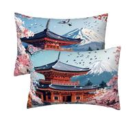 Housse de Coussin 50x80 cm, Coloré Taie d'oreiller Rectangulaire en Velours, Housse Coussin Canape Decoration Lot de 2, Protege Oreiller pour Decoration Chambre Maison, Cadeau Femme, Japon Motif F-27