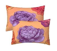 Housse de Coussin 50x80 cm, Orange Taie d'oreiller Rectangulaire en Velours, Housse Coussin Canape Decoration Lot de 2, Protege Oreiller pour Decoration Chambre, Cadeau Femme, Floral Coloré Motif Y-1