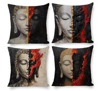 Housse de Coussin 60 x 60 cm Le zen Housse Coussin Velours Décoratif Taie d'oreiller Taie d'oreiller Carrée pour Canapé Chambre Chaise Maison Jardin Extérieur Automne Décoration 4 Pièces z-101