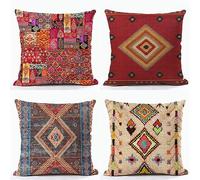 Housse de Coussin 60x60 cm Coussin de Canapé Lot De 4 Bohème Housses De Coussins soft Housse Coussin Exterieur Coloré Cecoratif Canape pour Chambreé,Canapé,Chaise,Lit,Jardin Decoratif Ferme Décor