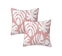 Housse de Coussin 60x60 cm, Coussin Exterieur Impermeable Taie d'oreiller Rose, Lot de 2 Carrée Lin Housse Oreiller Canapé pour Salon Chambre Balcon Terrasse Chaise Automne Décoration, Feuille Z-384