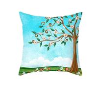Housse de Coussin 60x60 Fleurs D'Arbres Bleus Coussin Canape Lin Coussin Decoratif Taie Oreiller Chambre Chaise Bureau Voiture Coussin pour Canapé Lavable Housse Coussin 60x60