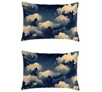 Housse de Coussin 60x80cm Coussin Exterieur Impermeable Résumé Lot de 2 Rectangulaire Lin Double Sided Printing Taie Oreiller Decoration Maison Pierre Turquoise Canape Decoration Salon M-183