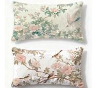 Housse de Coussin 60x90cm Lot de 2 Coussin Crème Taie Oreiller Rectangulaire Oiseau,Velours Fermeture Eclair Invisible Taie d'oreiller pour Hiver Automne Maison Chaise Lit Chambre Décoration O-296U