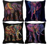 Housse de Coussin 65X65 CM Lot de 4 Housse Coussin Canapé Violet Taie D'oreiller Super Doux avec Zip Invisible éléPhant pour Canapé Lits Chaises Voiture Salon Decoration Maison, Idée Cadeau Femme N-7