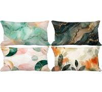 Housse de Coussin 70 x 90 Lot de 4 Europe du Nord Coussin Exterieur Impermeable Lin Taie d'oreiller Marbre Motif Rectangulaire Cushion Covers Canape Decoration Salon Maison Exterieur Jardin 2e-19E