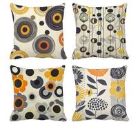Housse de Coussin 75X75 Automne Housse Coussin Exterieur Doux lot de 4 Géométrie Carré Taie D'Oreiller avec Fermeture Eclair pour Decoration Salon Maison Chambre Exterieur Jardin Terrasse Banc 3P-T