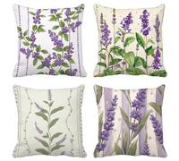 Housse de Coussin 75X75 Violet Housse Coussin Exterieur Impermeable Lin lot de 4 Lavande Carré Taie D'Oreiller avec Fermeture Eclair pour Decoration Salon Maison Chambre Jardin Terrasse Banc 6Y-5