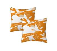 Housse de Coussin 90x90 cm, Coussin Exterieur Impermeable Taie d'oreiller Orange Brûlé, Lot de 2 Carrée Lin Housse Oreiller Canapé pour Salon Chambre Balcon Terrasse Automne Décoration, Oiseau Z-986