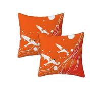 Housse de Coussin 90x90 cm, Coussin Exterieur Impermeable Taie d'oreiller Orange Brûlé, Lot de 2 Carrée Lin Housse Oreiller Canapé pour Salon Chambre Balcon Terrasse Automne Décoration, Oiseau Z-984