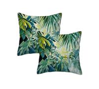 Housse de Coussin 90x90 cm, Coussin Exterieur Impermeable Taie d'oreiller Tropical,Lot de 2 Carrée Lin Housse Oreiller Canapé pour Salon Chambre Balcon Terrasse Chaise Automne Décoration,Plantes Z-968