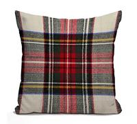 Housse de coussin à carreaux 40,6 x 40,6 cm, tartan écossais rouge et blanc, motif à carreaux symétriques, imprimé carré double face, taies d'oreiller décoratives