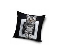 Housse de coussin - AC-DÉCO - Chat - 40 x 40 cm - Noir - Polyester