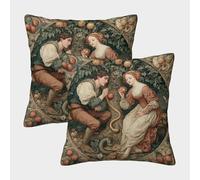 Housse De Coussin Adam, Ève, Le Serpent et Le Pommier Taies d'oreiller De Canapé Coussin Décoratif Motif,adapté Décoratives pour De Balcon 50x50cm Paquet De 2
