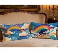 Housse de Coussin Arc-en-Ciel Oreiller 80x100cm Lot de 2 Velours Coussin Couleur,2026 Nouveau Rectangulaire Impression Recto Verso Taie Oreiller pour Decoration Maison Intérieur Canapé Chambre O-196P