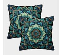 Housse De Coussin Art Mandala Taies d'oreiller De Canapé Coussin Décoratif Style spirituelMotif,adapté Décoratives pour De Balcon 40x40cm Paquet De 2